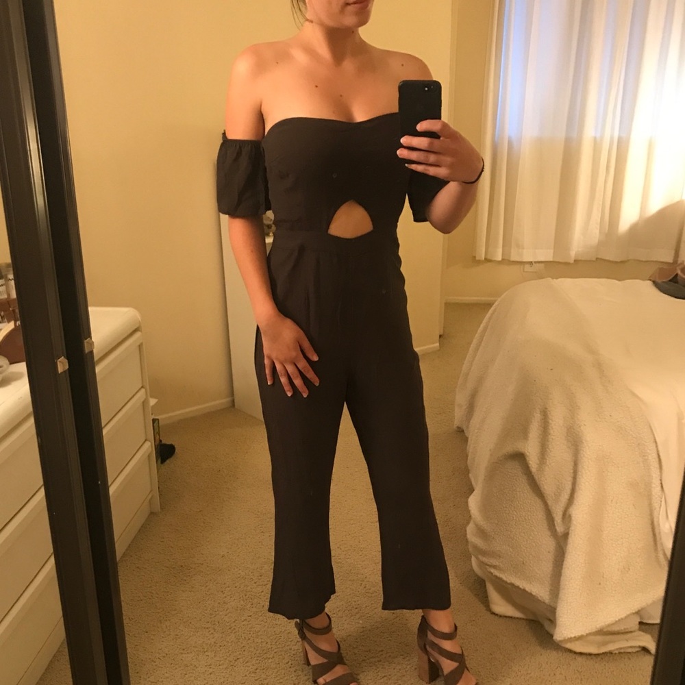 Honey Punch Off the shoulder cut out jumpsuit